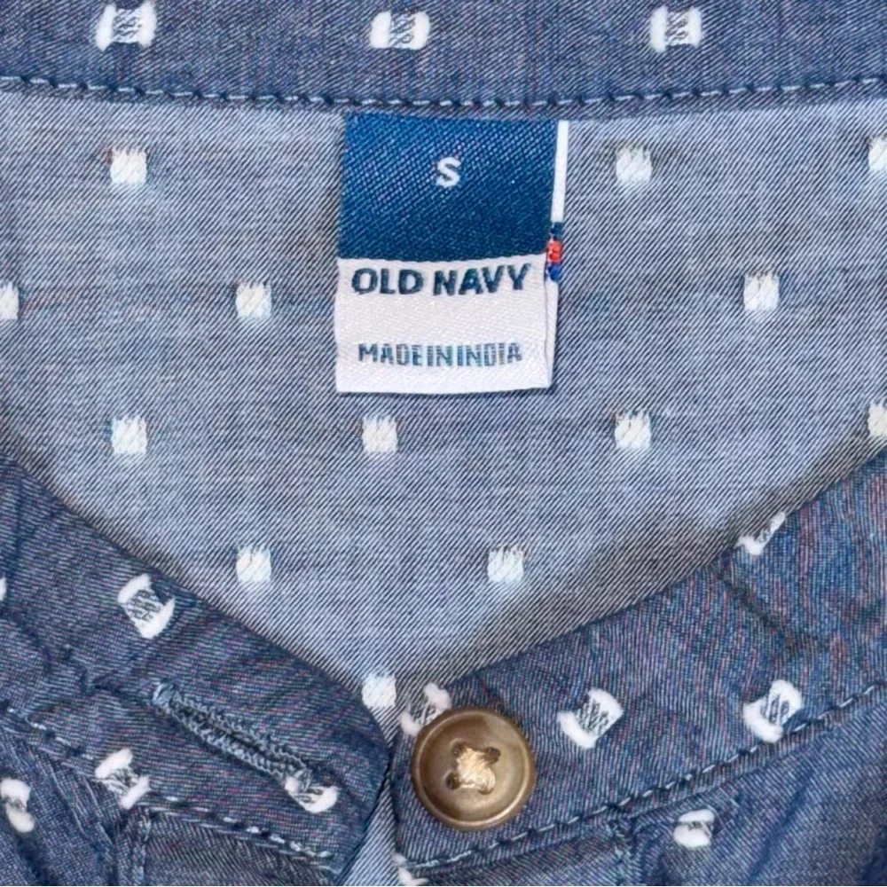 Old Navy Blue Cotton cottagecore blouse‎ size Small puff sleeves Coastal Grandma